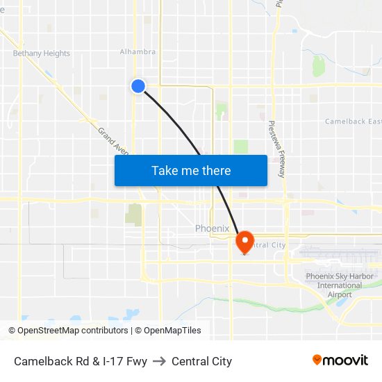 Camelback Rd & I-17 Fwy to Central City map