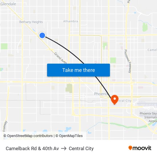 Camelback Rd & 40th Av to Central City map