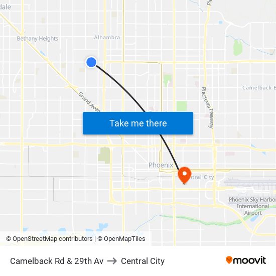 Camelback Rd & 29th Av to Central City map