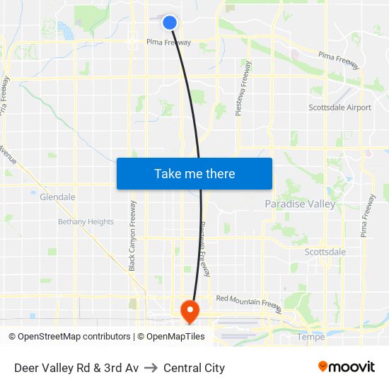 Deer Valley Rd & 3rd Av to Central City map