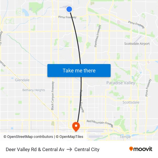 Deer Valley Rd & Central Av to Central City map