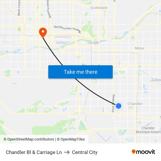 Chandler Bl & Carriage Ln to Central City map