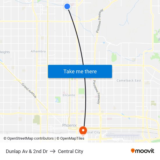 Dunlap Av & 2nd Dr to Central City map