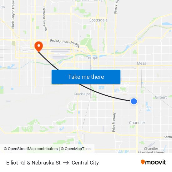 Elliot Rd & Nebraska St to Central City map