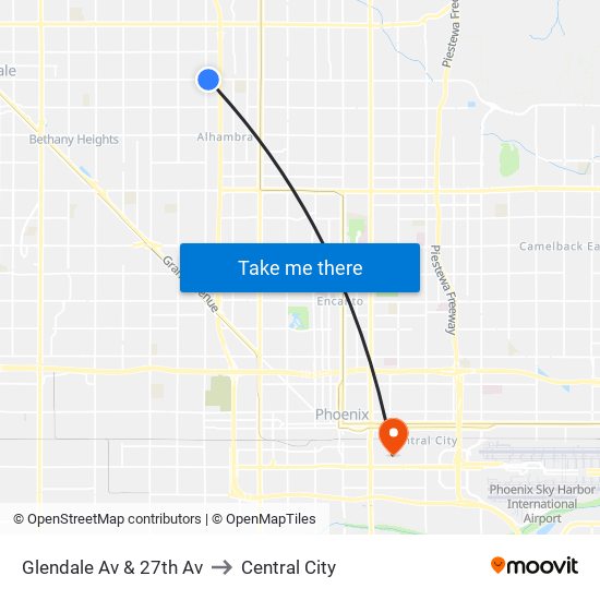 Glendale Av & 27th Av to Central City map