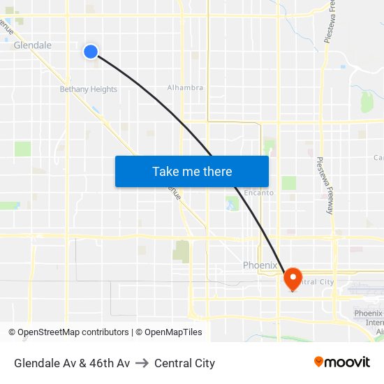 Glendale Av & 46th Av to Central City map