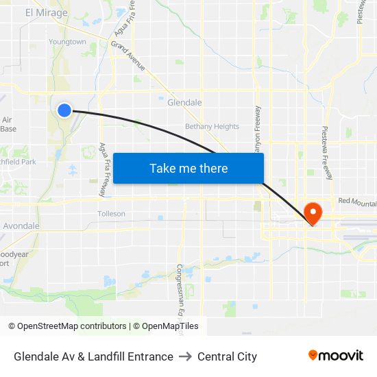 Glendale Av & Landfill Entrance to Central City map