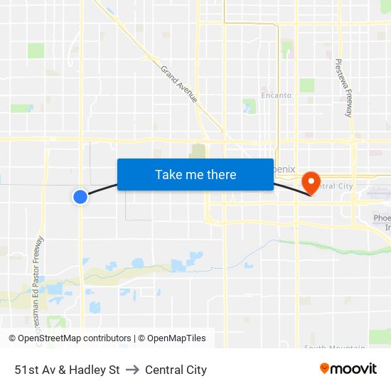 51st Av & Hadley St to Central City map