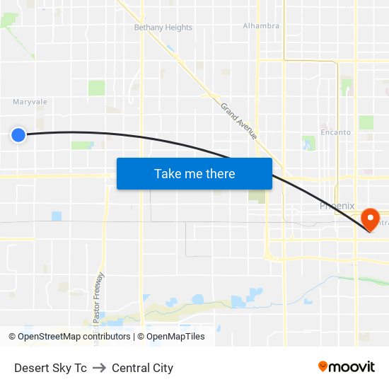 Desert Sky Tc to Central City map