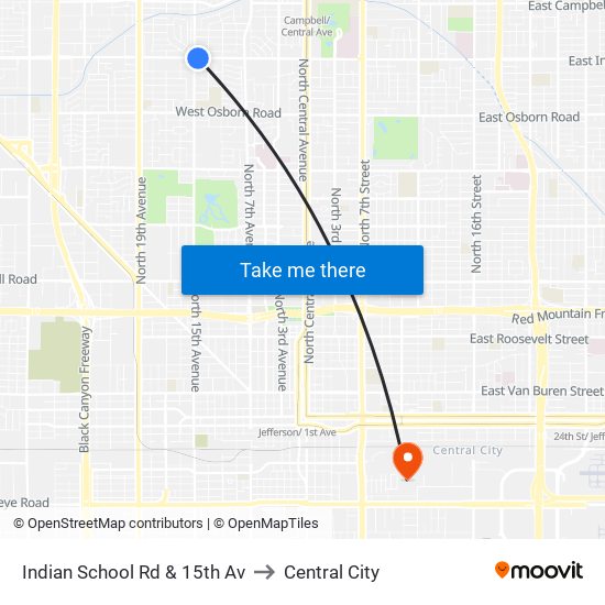 Indian School Rd & 15th Av to Central City map