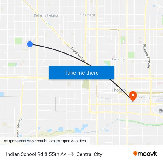 Indian School Rd & 55th Av to Central City map