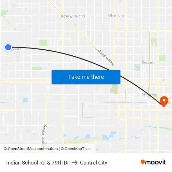 Indian School Rd & 79th Dr to Central City map