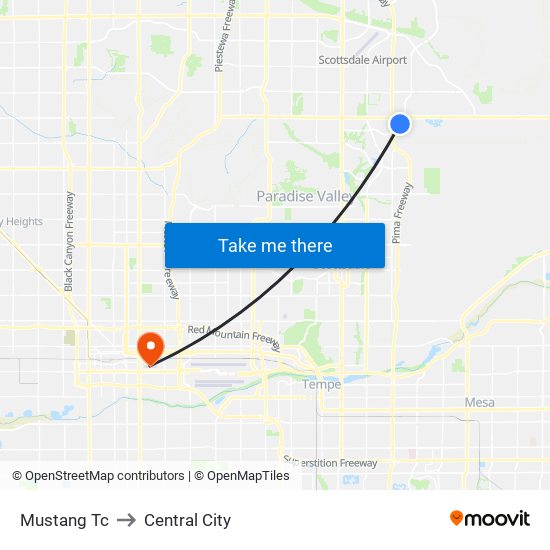 Mustang Tc to Central City map