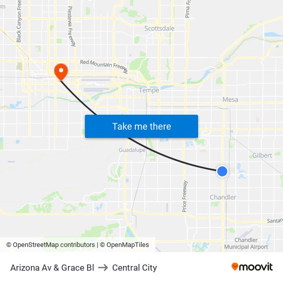 Arizona Av & Grace Bl to Central City map