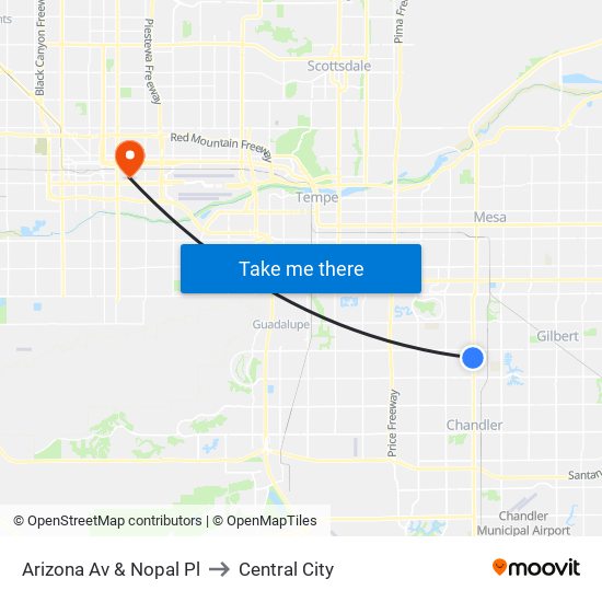 Arizona Av & Nopal Pl to Central City map