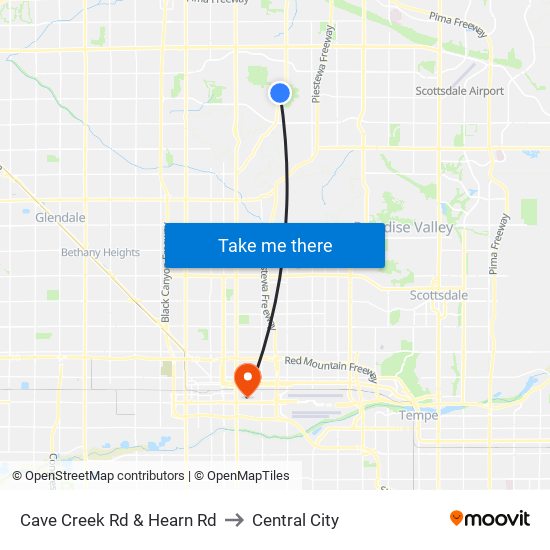 Cave Creek Rd & Hearn Rd to Central City map