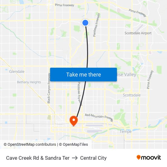 Cave Creek Rd & Sandra Ter to Central City map