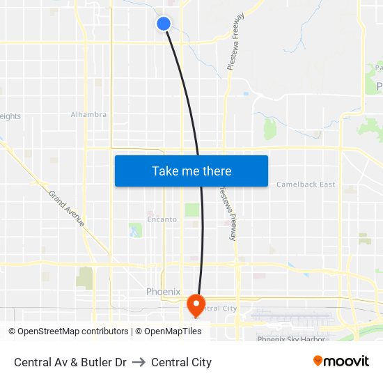 Central Av & Butler Dr to Central City map