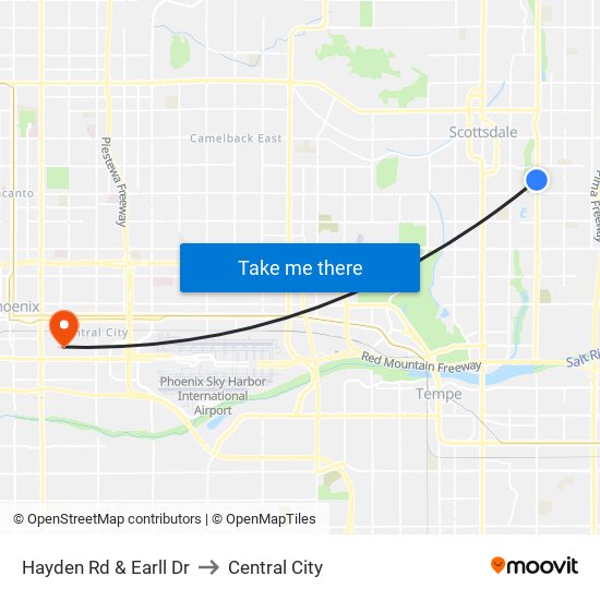 Hayden Rd & Earll Dr to Central City map