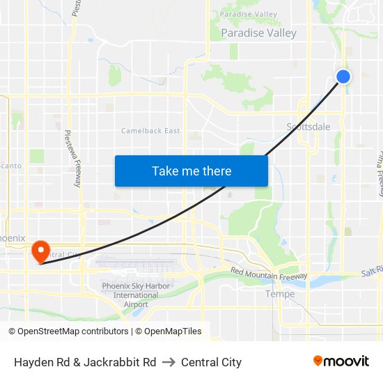 Hayden Rd & Jackrabbit Rd to Central City map