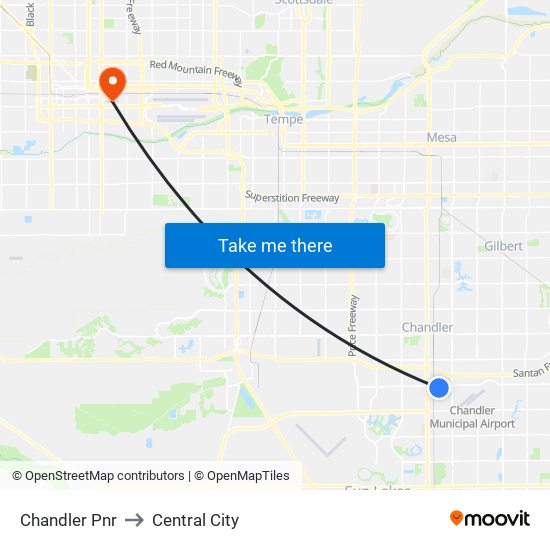 Chandler Pnr to Central City map