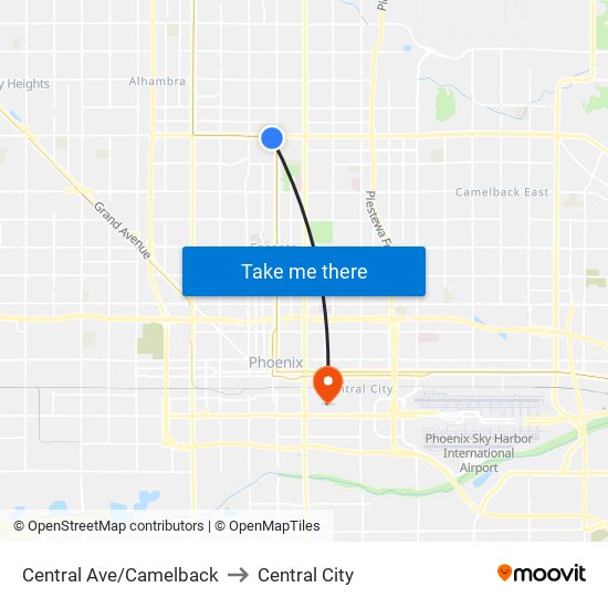 Central Ave/Camelback to Central City map