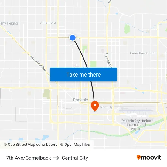 7th Ave/Camelback to Central City map
