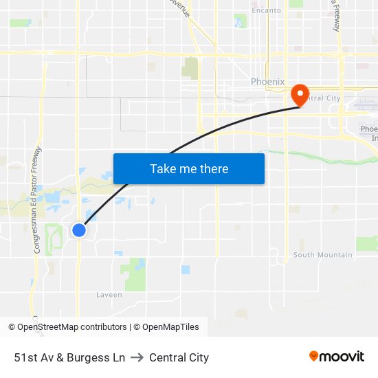 51st Av & Burgess Ln to Central City map