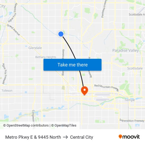 Metro Pkwy E & 9445 North to Central City map