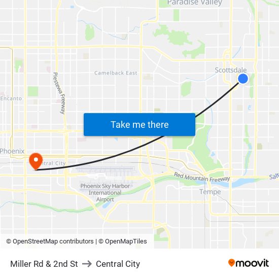 Miller Rd & 2nd St to Central City map