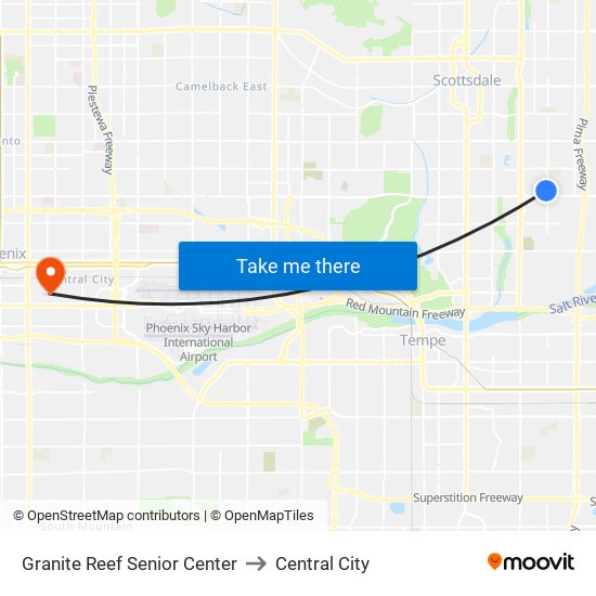 Granite Reef Senior Center to Central City map