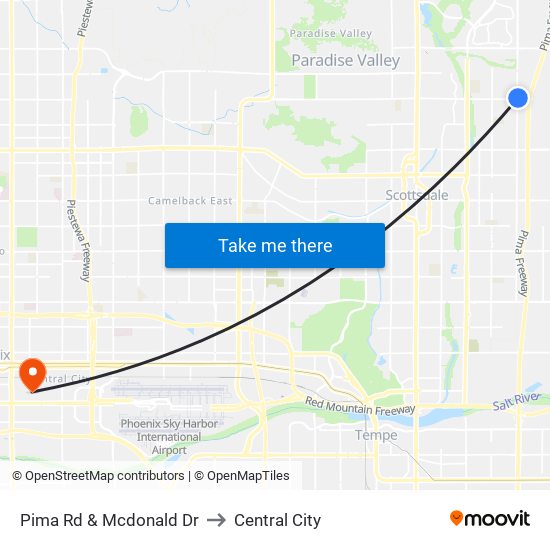 Pima Rd & Mcdonald Dr to Central City map