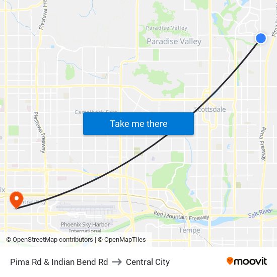 Pima Rd & Indian Bend Rd to Central City map
