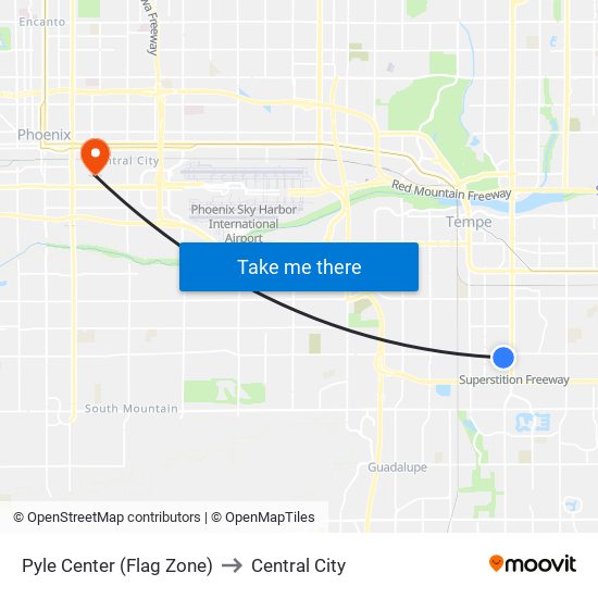 Pyle Center (Flag Zone) to Central City map