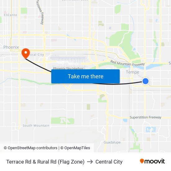 Terrace Rd & Rural Rd (Flag Zone) to Central City map