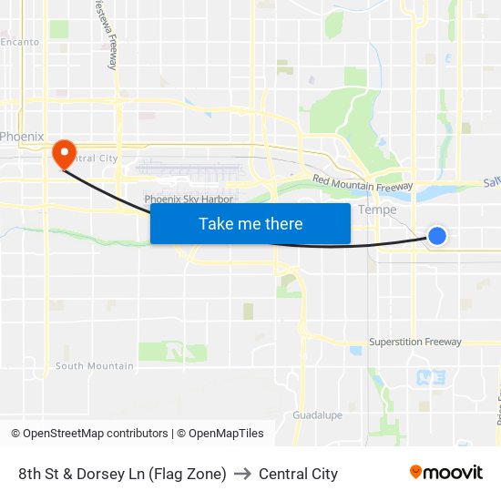 8th St & Dorsey Ln (Flag Zone) to Central City map