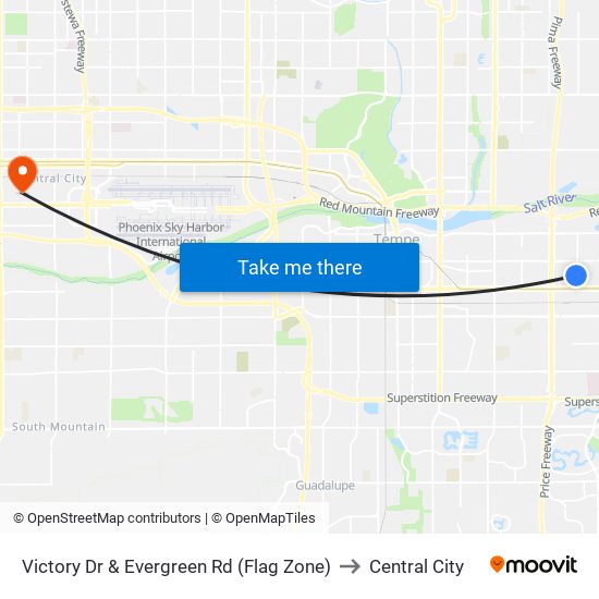 Victory Dr & Evergreen Rd (Flag Zone) to Central City map