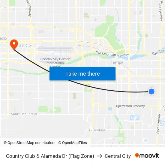 Country Club & Alameda Dr (Flag Zone) to Central City map
