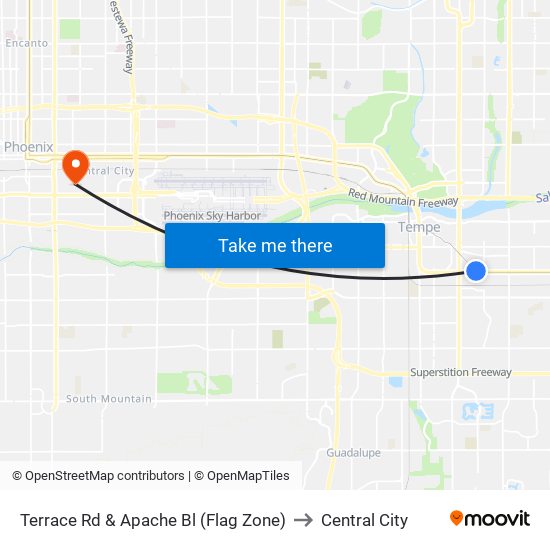 Terrace Rd & Apache Bl (Flag Zone) to Central City map