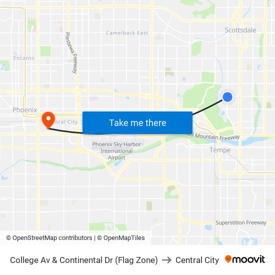 College Av & Continental Dr (Flag Zone) to Central City map