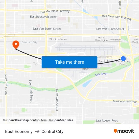 East Economy to Central City map