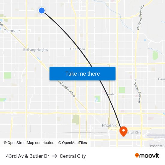 43rd Av & Butler Dr to Central City map