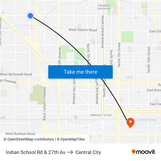 Indian School Rd & 27th Av to Central City map