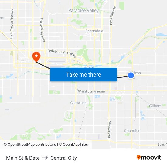 Main St & Date to Central City map