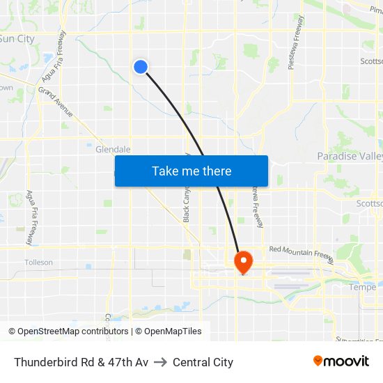 Thunderbird Rd & 47th Av to Central City map