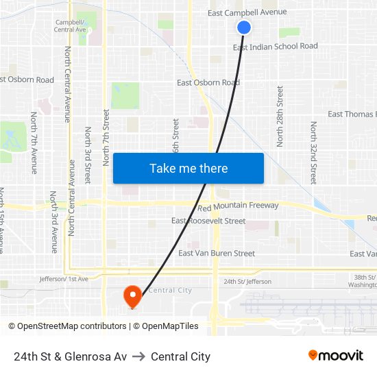 24th St & Glenrosa Av to Central City map