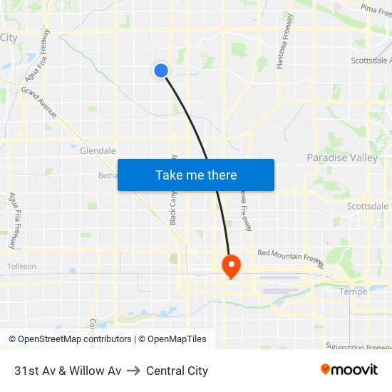 31st Av & Willow Av to Central City map