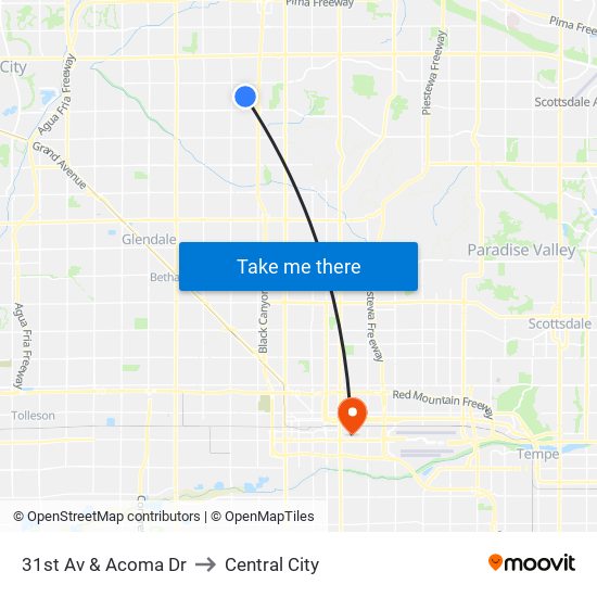 31st Av & Acoma Dr to Central City map