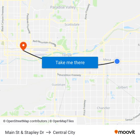 Main St & Stapley Dr to Central City map