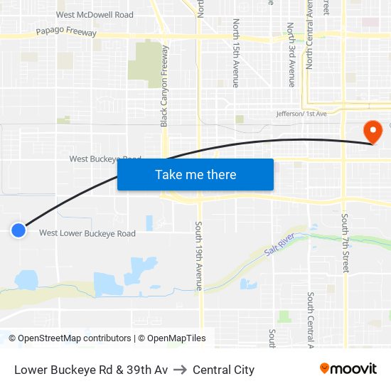 Lower Buckeye Rd & 39th Av to Central City map